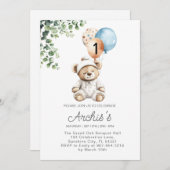 Greenery Beer Verjaardagsuitnodiging, eerste Teddy Kaart (Voorkant / Achterkant)
