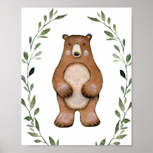 Greenery Beer Woodland Animals Nursery Wall Art Poster (Voorkant)