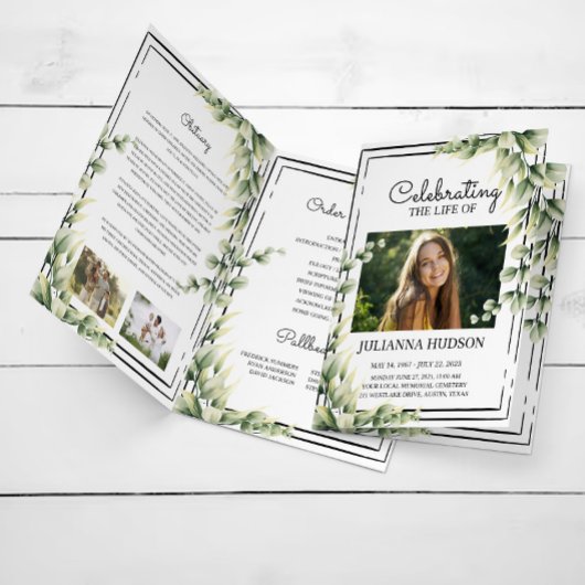 Greenery Begrafenis, Orde van de Dienst Gevouwen P Programma