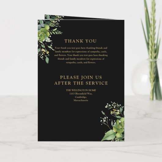 Greenery Begrafenis Orde van Service Gevouwen Programma (Achterkant)