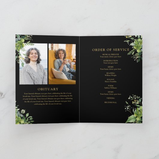 Greenery Begrafenis Orde van Service Gevouwen Programma (Binnen)