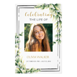 Greenery Begrafenis Welkomstbord Foto Afdruk