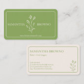 Greenery Beige Framed Flower Visitekaartje (Voorkant / Achterkant)