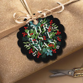 Greenery Berries CHRISTMAS Typografie Black Bedankjes Labels