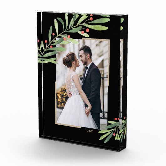 Greenery Berries - Kerstmis - Aangepast zwart Fotoblokken (Rechts)