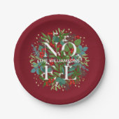 Greenery Berries NOEL Kerstmis Small Papieren Bordje (Voorkant)
