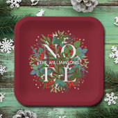 Greenery Berries NOEL kerstrood Papieren Bordje
