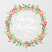 Greenery Berries Wreath Merry Kerstmis Raamsticker (Vel)