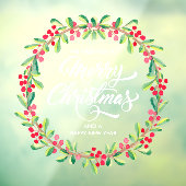 Greenery Berries Wreath Merry Kerstmis Raamsticker (Vel 3)
