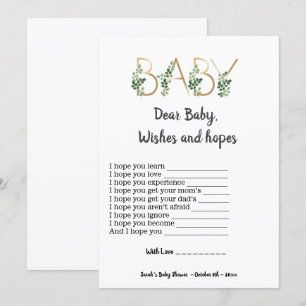 Greenery Beste Baby Hope wil Baby shower Game Kaart
