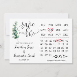 Greenery bewaar de datum kalender minimalistische  kaart
