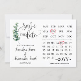 Greenery bewaar de datum kalender minimalistische kaart