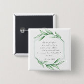 Greenery Bible Verse Vierkante Button 5,1 Cm (Voorkant /achterkant)