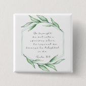 Greenery Bible Verse Vierkante Button 5,1 Cm (Voorkant)