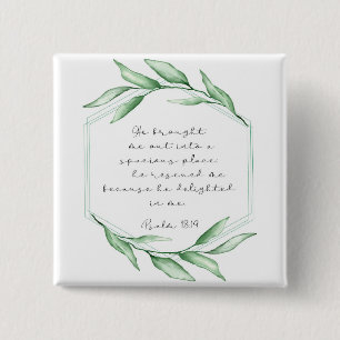 Greenery Bible Verse Vierkante Button 5,1 Cm