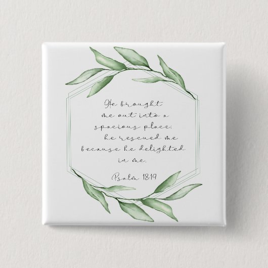 Greenery Bible Verse Vierkante Button 5,1 Cm (Voorkant)
