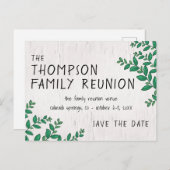 Greenery Birch Family Reunion Save the Date Briefkaart (Voorkant / Achterkant)