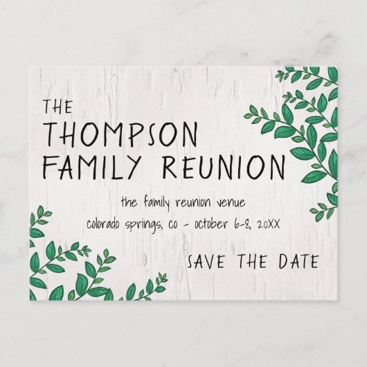 Greenery Birch Family Reunion Save the Date Briefkaart (Voorkant)