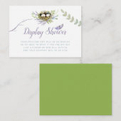 Greenery Bird Nest Twin Baby shower Display Shower Informatiekaartje (Voorkant / Achterkant)