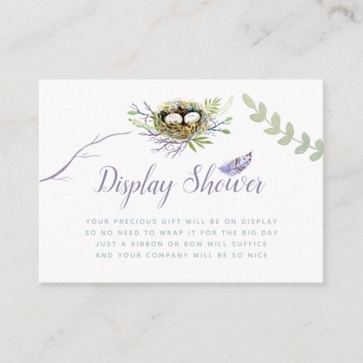 Greenery Bird Nest Twin Baby shower Display Shower Informatiekaartje (Voorkant)