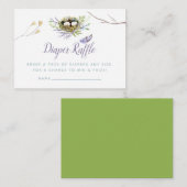 Greenery Birds Nest Twin Baby shower Diaper Raffle Informatiekaartje (Voorkant / Achterkant)