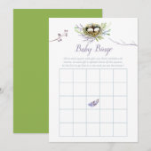 Greenery Birds Nest Twins Baby shower Bingo Kaart (Voorkant / Achterkant)