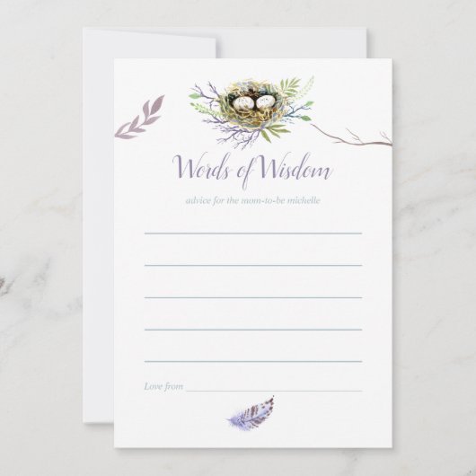 Greenery Birds Nest Twins Baby shower Mam Advice Kaart (Voorkant)