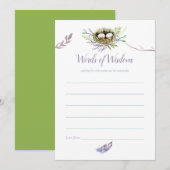 Greenery Birds Nest Twins Baby shower Mam Advice Kaart (Voorkant / Achterkant)