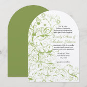 Greenery Birds & Swirls #17 Wedding Invitations Kaart (Voorkant / Achterkant)