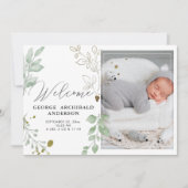 Greenery Birth Announounement Fotokaart Aankondiging (Voorkant)