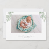 Greenery Birth Announounement Fotokaart Aankondiging (Achterkant)