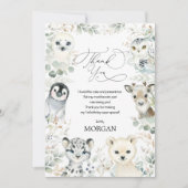 Greenery Birthday Cute Winter Arctic Animals Bedankkaart (Voorkant)