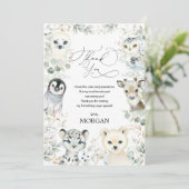 Greenery Birthday Cute Winter Arctic Animals Bedankkaart (Staand voorkant)