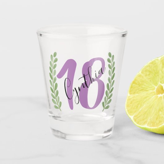 Greenery Birthday Gift | 18e | 21e | 40e | 50e Shot Glas (Voorkant)