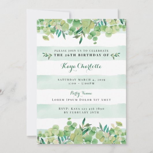 Greenery Birthday Invitation Kaart (Voorkant)