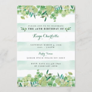 Greenery Birthday Invitation Kaart
