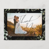 Greenery Black and Gold Photo Weddenschap Hartelij Briefkaart (Voorkant)