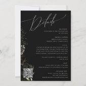 Greenery Black and Gold QR Code All in One Wedding Kaart (Achterkant)