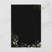 Greenery Black and Gold Wedding Reception Kaart (Achterkant)