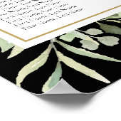 Greenery Black and Gold Wedding Seating Chart Poster (Hoek)