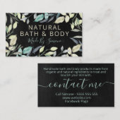 Greenery Black Chalkboard Handmade Bath Body Spa Visitekaartje (Voorkant / Achterkant)