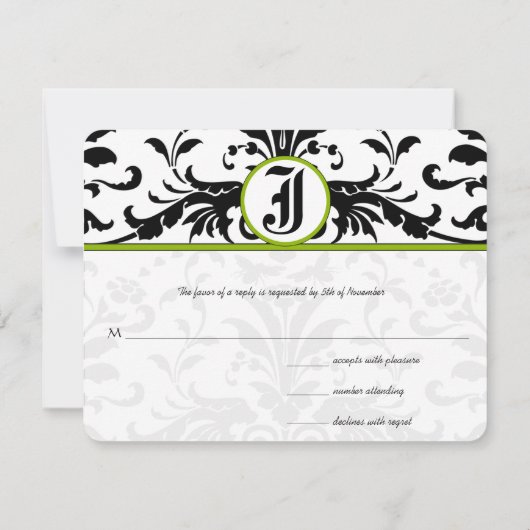 Greenery Black Damask Response Kaart (Achterkant)