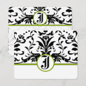 Greenery Black Damask Response Kaart (Voorkant / Achterkant)