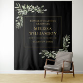 Greenery Black en Gold Afstuderen foto-achtergrond Wandkleed (In situ)