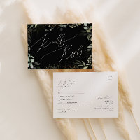 Greenery Black en Gold Menu Keuze RSVP-Briefkaart