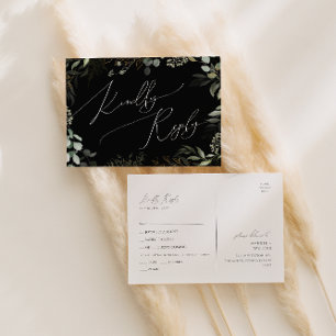 Greenery Black en Gold Menu Keuze RSVP-Briefkaart