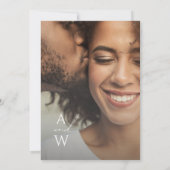 Greenery Black en Gold Monogram Foto Weddenschap Kaart (Achterkant)