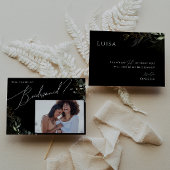 Greenery Black en Gold Photo Bridesmaid Kaart