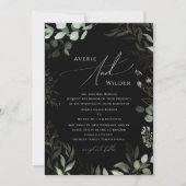 Greenery Black en Gold Photo Traditional Wedding Kaart (Voorkant)