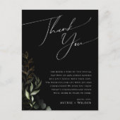 Greenery Black en Gold Reception Hartelijk dank Briefkaart (Voorkant)